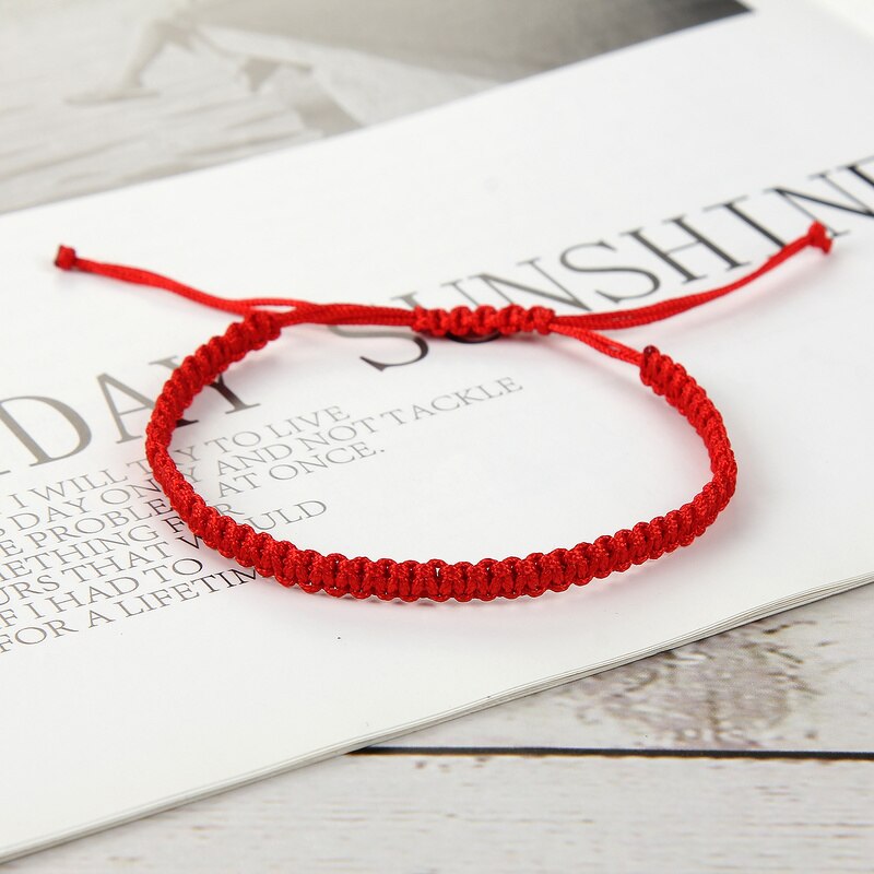 12pcs/Lot Red Braided Bracelet Red Color Thread Weave String Handmade Adjustable Lucky Chain Bracelets for Women Jewelry