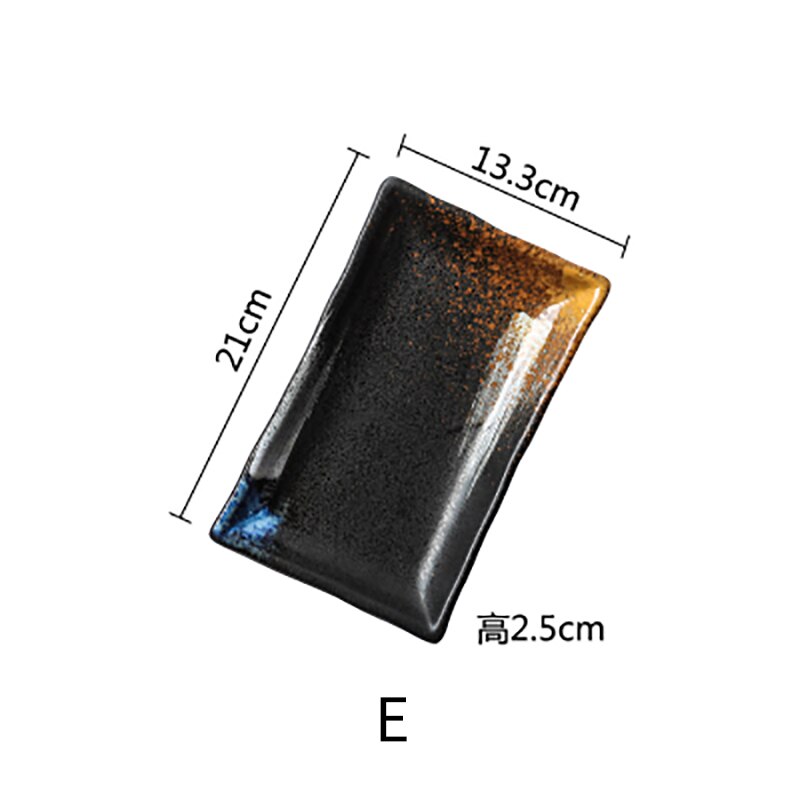 RUX WORKSHOP Japanese Style Sushi Plate Ceramic Dessert Fruit Plate Cake Square Flat Dinner Plate Tableware: E