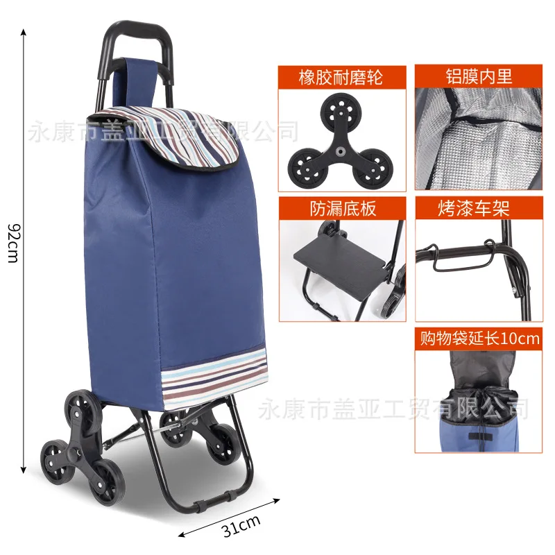 Indkøbsvogn trapper foldbar lille trækvogn indkøbsvogn trailer bagagevogn vogn lejehjul: Militærgrøn