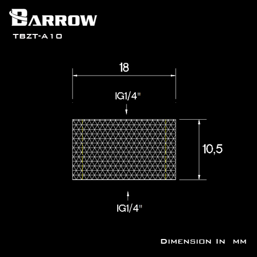 Barrow G1/4" 10mm Double Female Thread Extend Joint Fitting Connector TBZT-A10