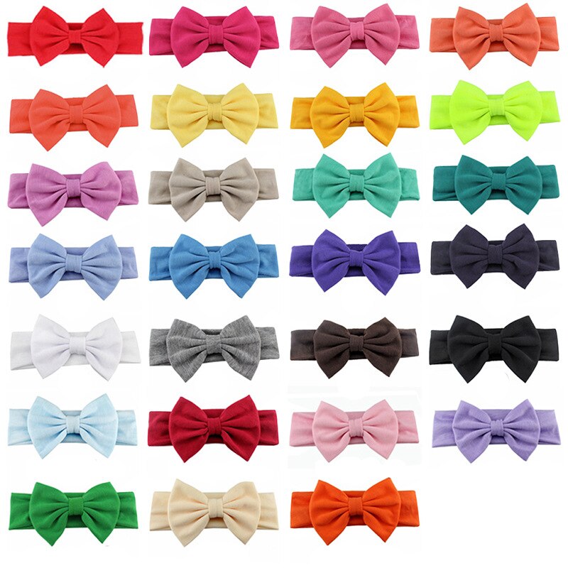 27 farben Baumwolle Elastische Neugeborenen Baby Mädchen Einfarbig Stirnband Bowknot Haarband freundlicher Kleinkind Stirnband bandeau bebe: Ursprünglich Titel