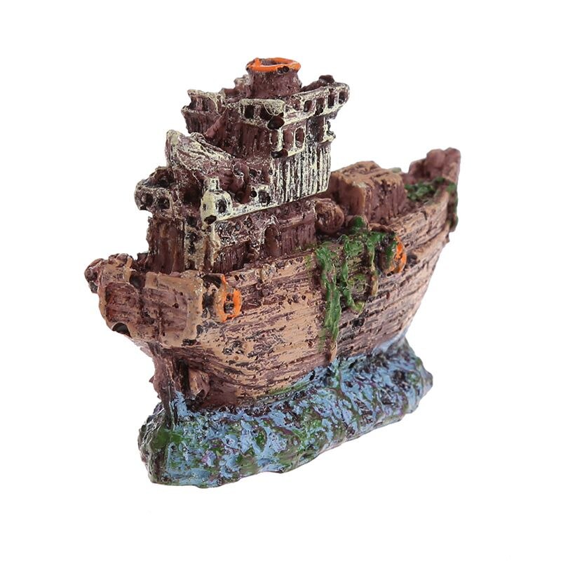 Aquarium ornament gezonken schip wrak boot aquarium grot decoratie onderwater hars: Default Title