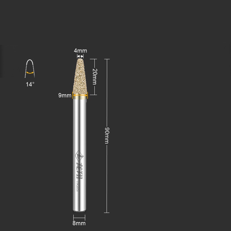 1 st. cnc-slipmaskin i solid hårdmetall med diamantsten för marmor, blåsten och sandsten, konskärare i bottenrelief: 33mm