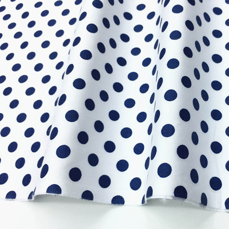 Tissu en coton 160CM x 50CM, noir, bleu marine, gris, à pois, pour la literie, le travail manuel, nappe, matelassage, patchwork: 4 white navy blue