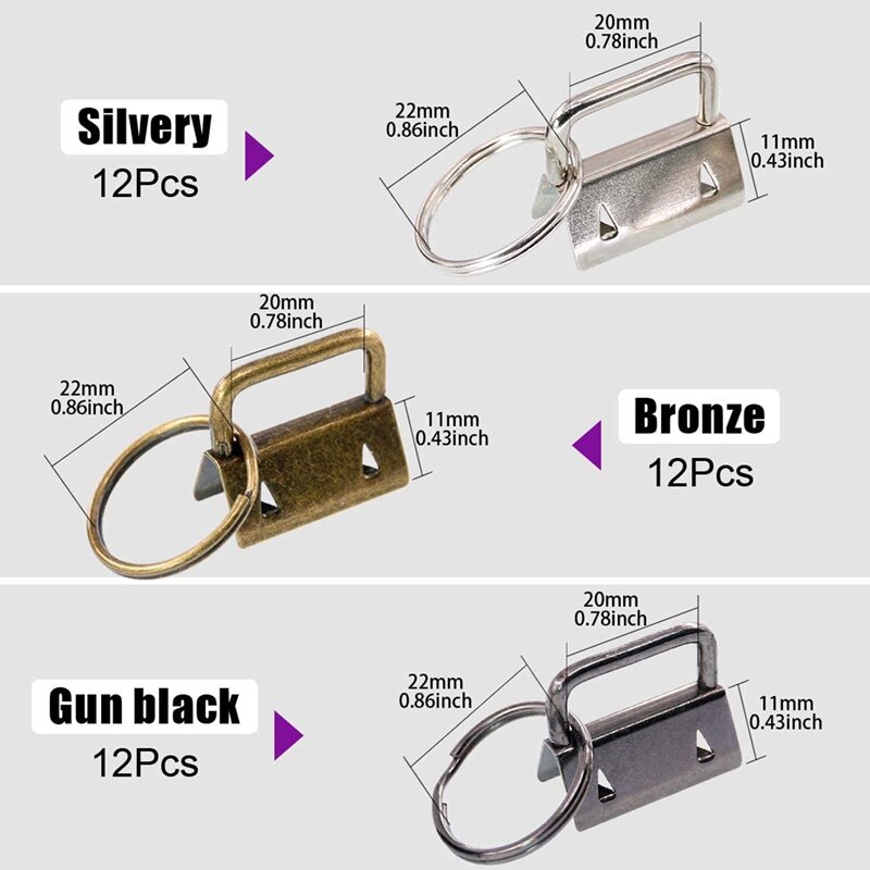 36 Sets 25mm 3 Colors Key Fob Hardware with 1Pcs Key Fob Pliers, Glass Running Pliers Tools with Jaws