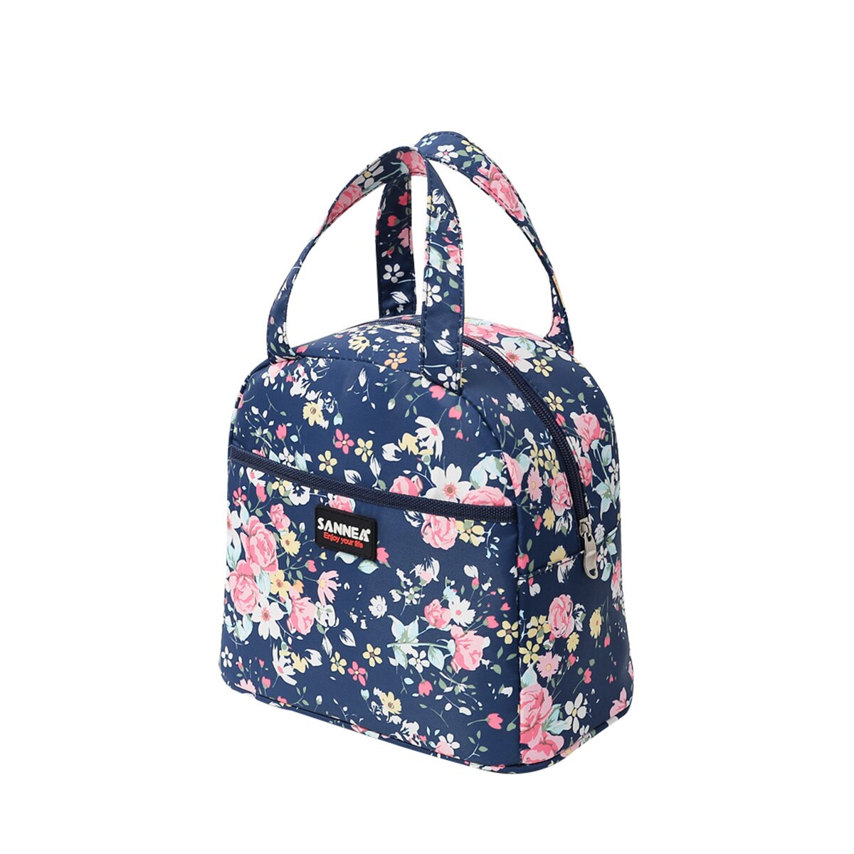 Floral tote fresco-mantendo almoço caso isolamento impermeável saco ao ar livre transportando almoço caixa recipiente: C