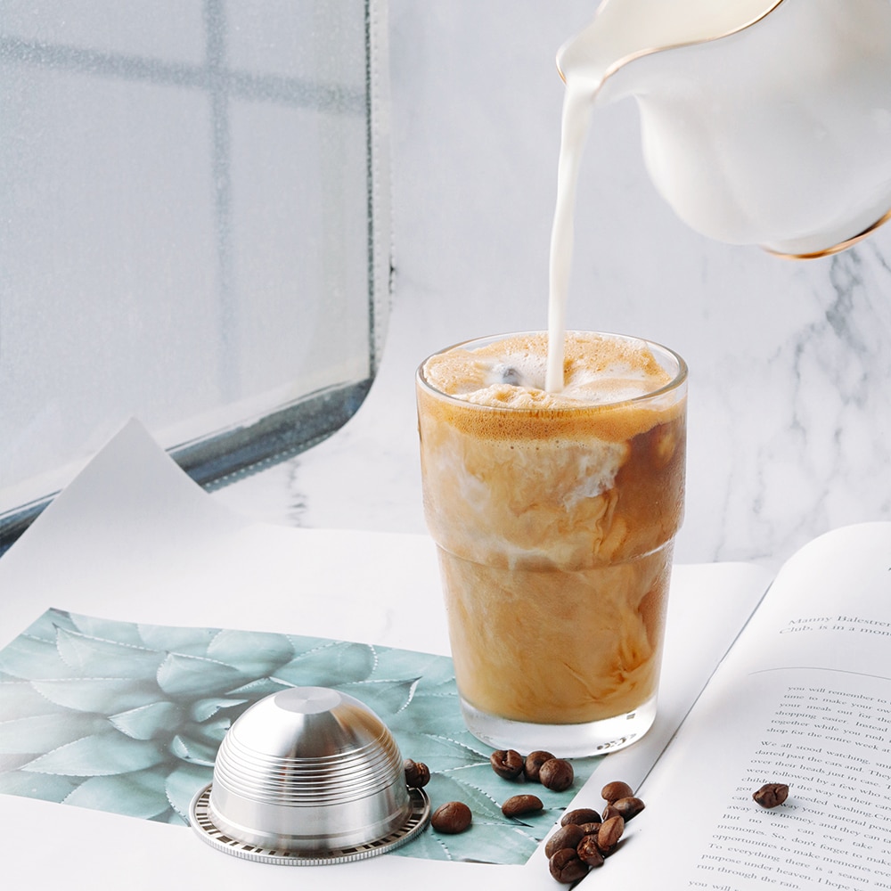 Stainless Steel Refillable Reusable Coffee Pod Set for Espresso Compatible for Nespresso Vertuo Capsule Pod Vertuoline GCA1 70ml