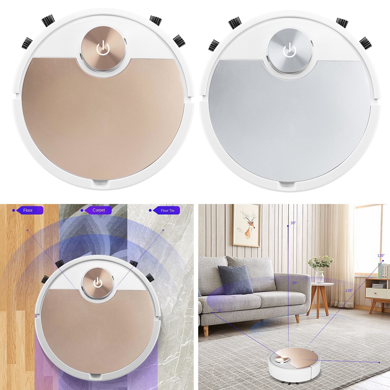 Robot Cleaner Vacuum Smart APP Control Bluetooth Connection for Hard Floor and Carpet 3000mAh Battery 7cm Slim Body