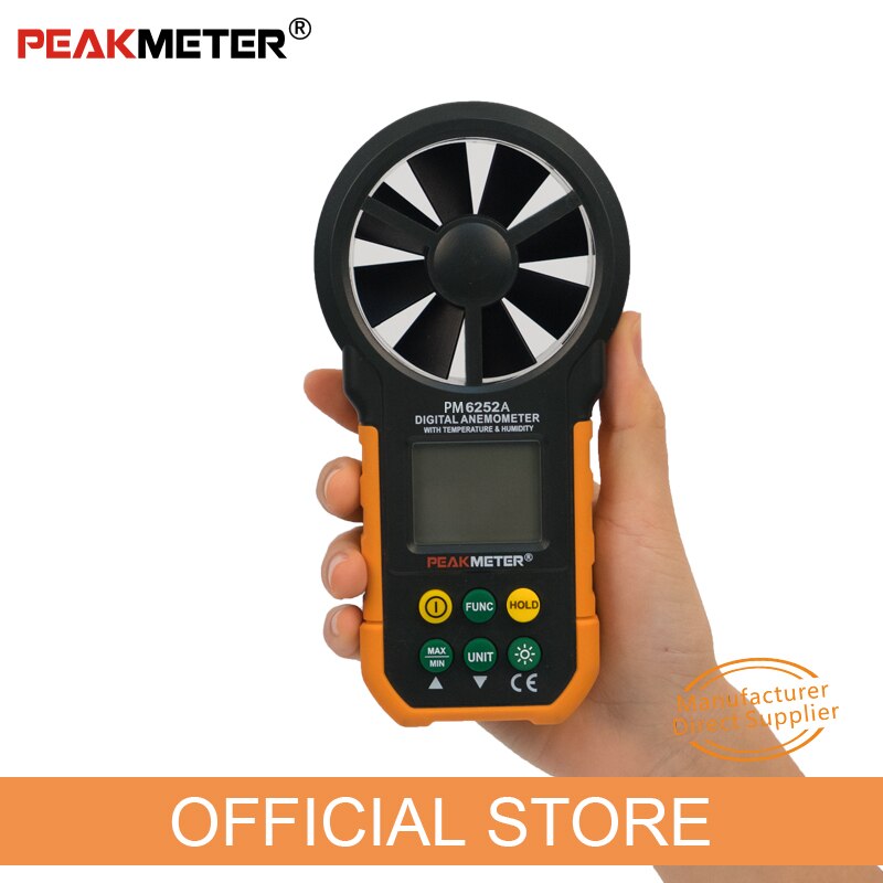 PEAKMETER PM6252A PM6252B LCD Digital Anemometer thermometer Wind Air Velocity Tester Humidity Temperature Backlight RH USB Port