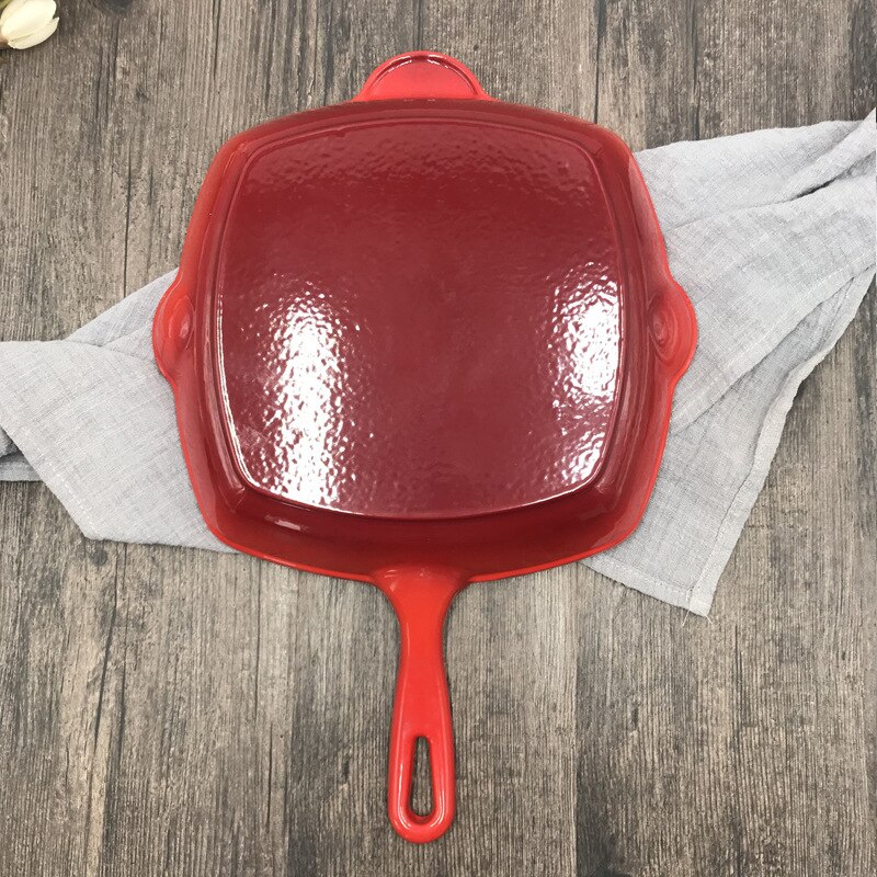 Thickened enamel cast iron steak minus pan non-stick pan stripe pan frying pan steak pan barbecue pot