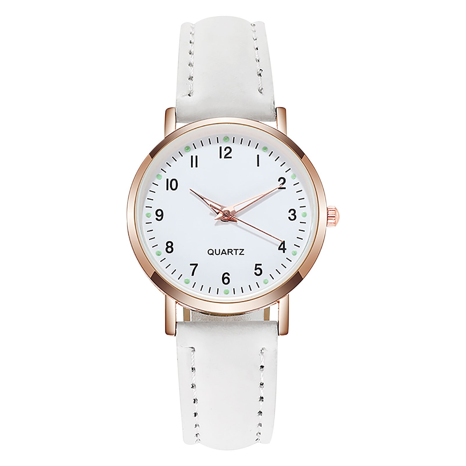 Dames Diamanten Bezaaid Lichtgevende Retro Vrouwelijke Horloge Lederen Riem Quartz Horloge Vrouwen Eenvoud Casual Decoratie Horloges: WHITE