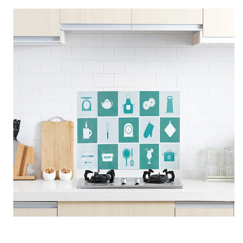 45x75cm Kitchenware Kitchen Oil-proof Wall Stickers Self-adhesive High Temperature Resistant Oil-proof Stickers Home Stove Tile: Green