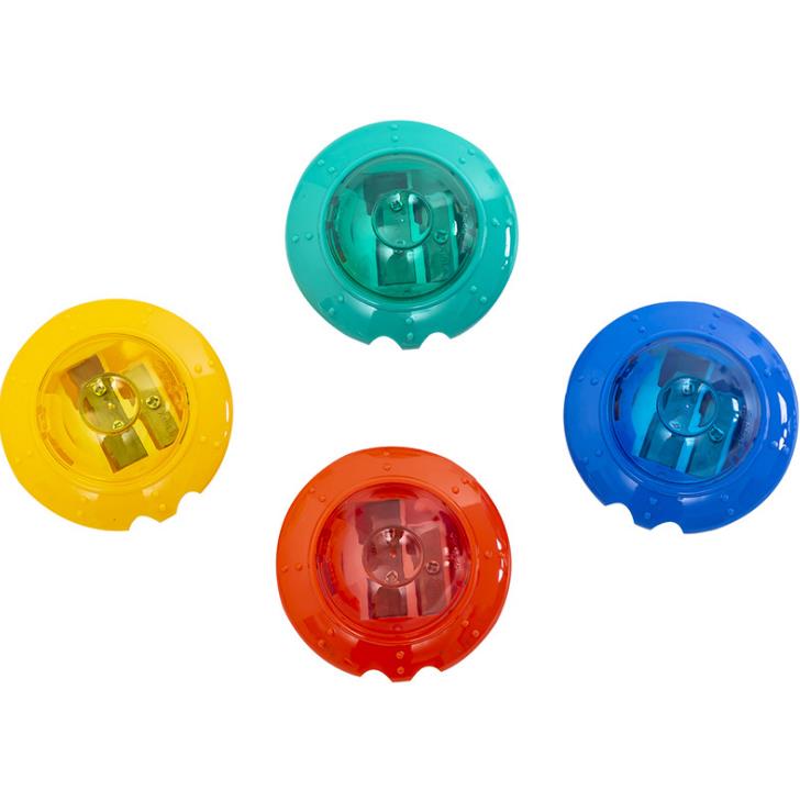 Juego de 4 unidades de sacapuntas con forma de OVNI, platillo volador de colores, sacapuntas con doble agujero, cortador de lápices para niños, de papelería