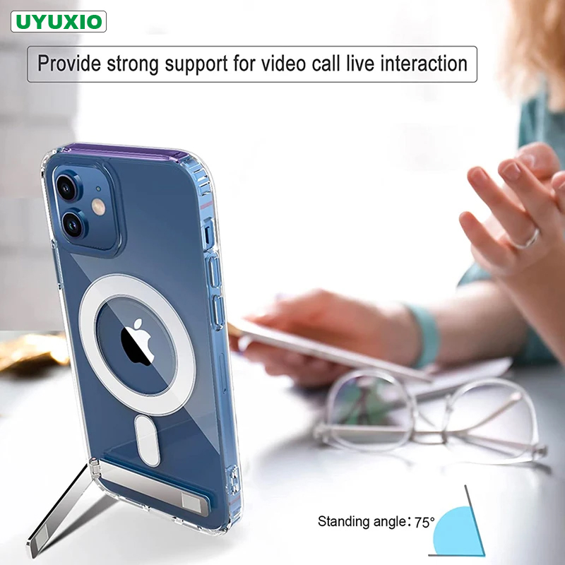 Magnetiskt telefonskal för trådlös laddning iphone 16 15 pro max plus 14 13 12 mini 11 mobilskal stötsäkert genomskinligt bakstycke