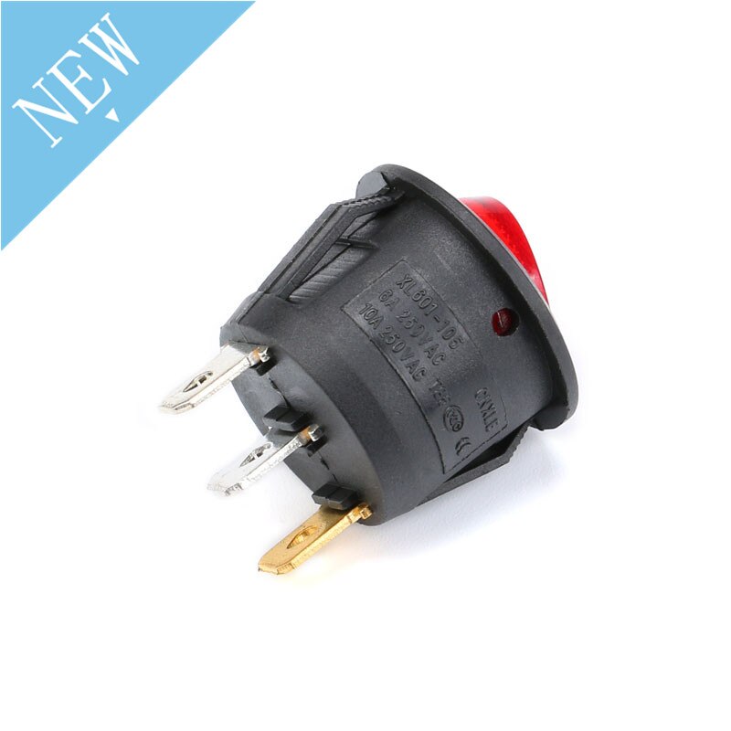 ON/OFF Round Rocker Toggle AC Switch 6A/250V 10A/125V ON-OFF ON OFF Plastic Push Button Switch 2pin 3pin Red Black
