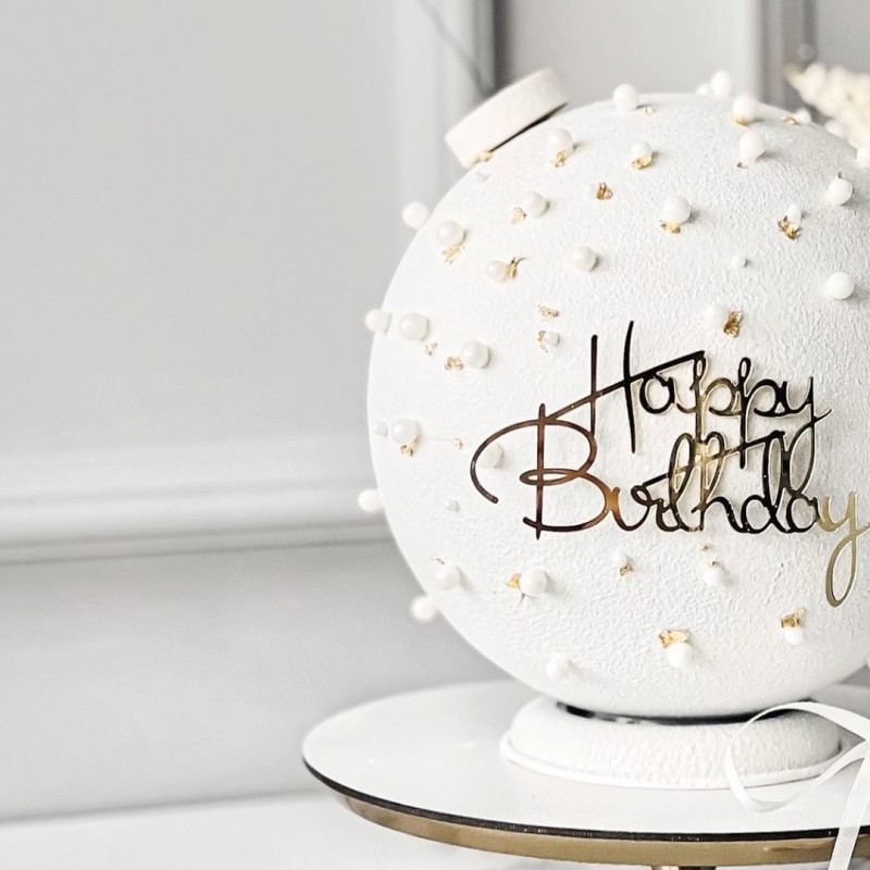 Ins novo feliz aniversário bolo toppers para o bebê crianças adulto festa de aniversário decoração do bolo ouro prata acrílico diy ferramentas de cozimento do bolo: Luz amarela