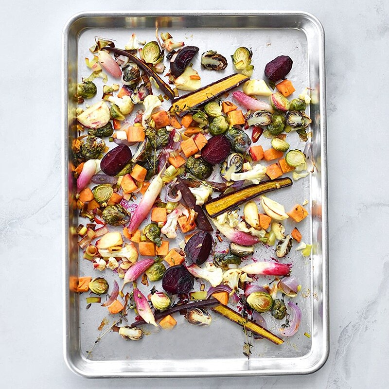 Aluminum Rectangular Baking Tray,Cake Baking Tray Cookie Shelf Baking Tray,Baking Tray (2 Pack), Silver