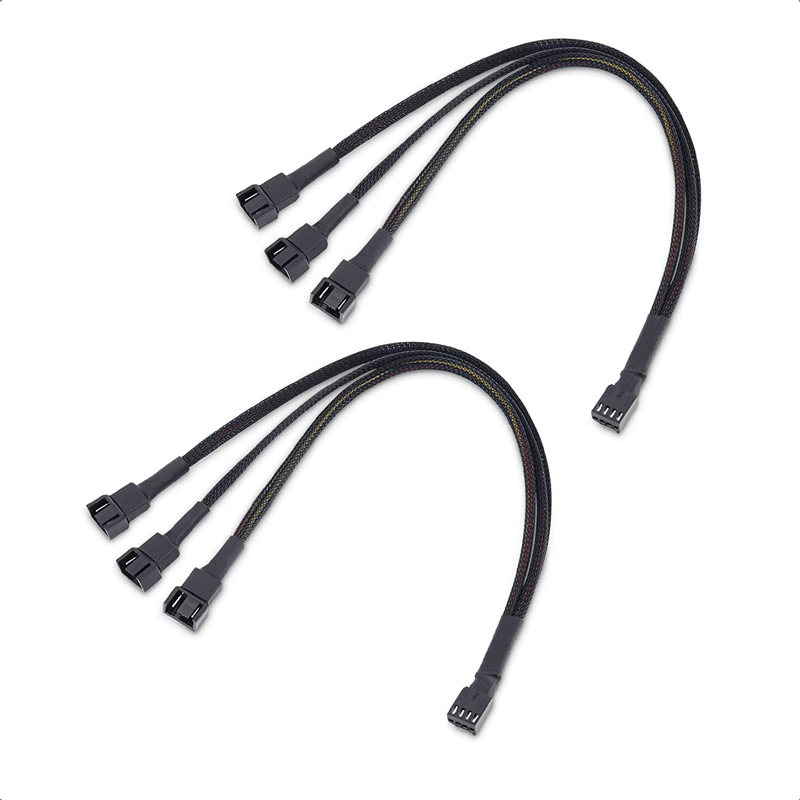 4-pins 1 tot 3-weg PWM Fan Splitter Kabel Gekoeld 1 tot 3 Way Tap Sleeve Extension Gevlochten Kabel Verlenging Fan Connector: Default Title