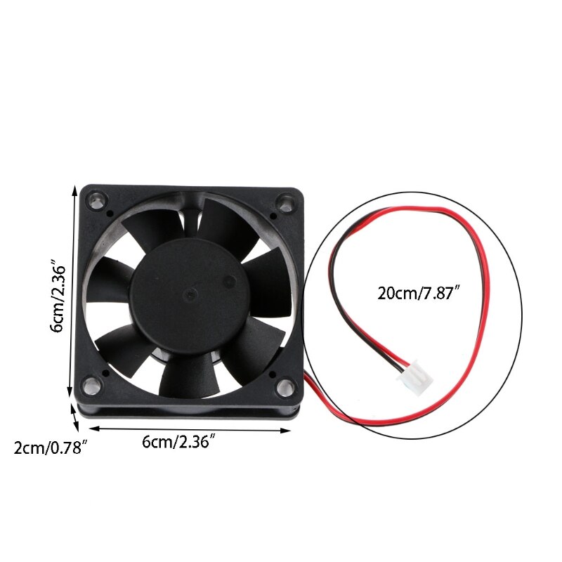 60mm×60mm×20mm DC 12V 2-Pin Cooler Brushless Axial PC CPU Case Cooling Fan 6020