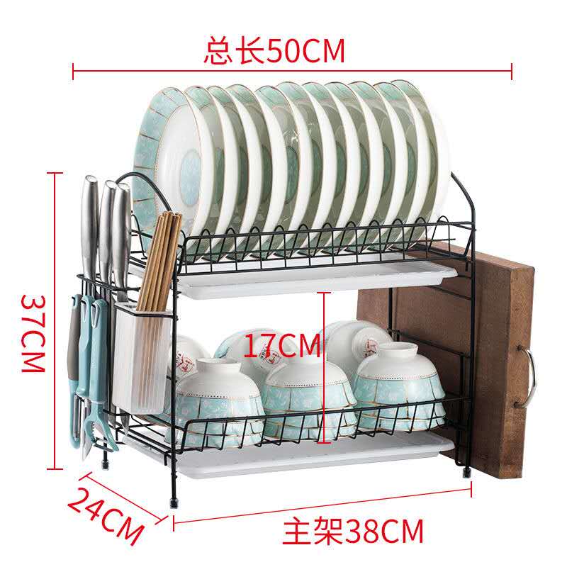 2-Layer Dish Drying Rack For Kitchenware Mug Holder Utensil Holder Dishes Rack Kitchen Storage Stainless Steel Kitchen Dish Rack: Light Yellow