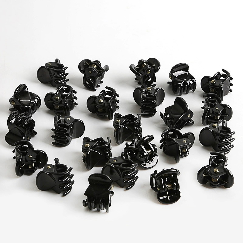 Pinzas en forma de garra para el pelo pequeñas de 1,5 cm para mujeres y niñas, Mini Clips coreanos de plástico transparente negro, horquilla, accesorios para peinados para niños: M / Gris