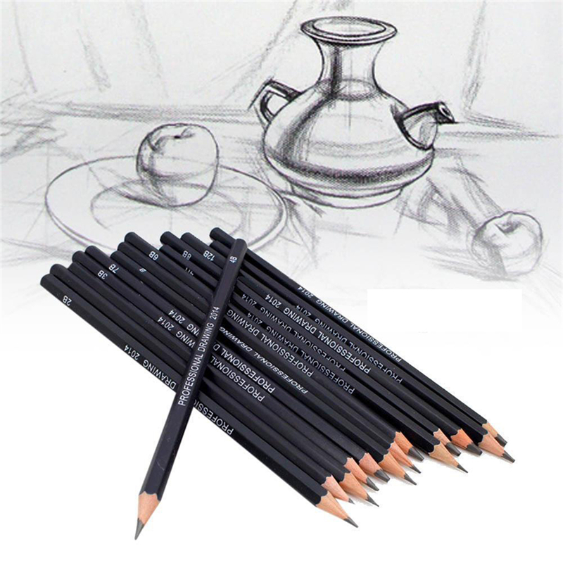 14 Pcs/set Sketch and Drawing Writing Pencil Stationery Supplies 1B 2B 3B 4B 5B 6B 7B 8B 10B 12B HB Pencil