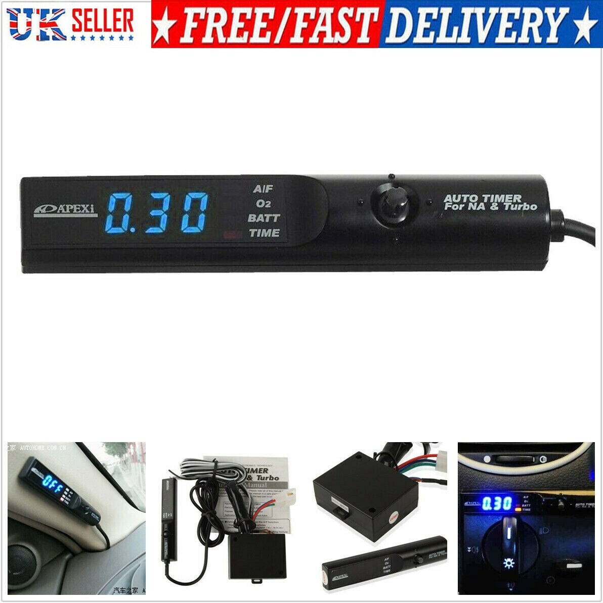 UK Universal Programmable Pen Style NA Turbo PSI Timer LED Digital Blue Display