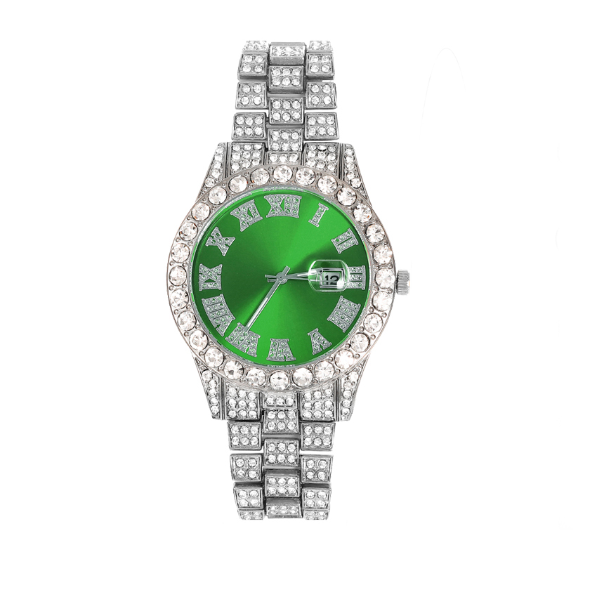 16mm Hip Hop Miami Cuban Link Chain Set Necklace +Watch+Bracelet Iced Out Shiny Trendy Stylish Jewelry For Women Men: BRASS PLATED