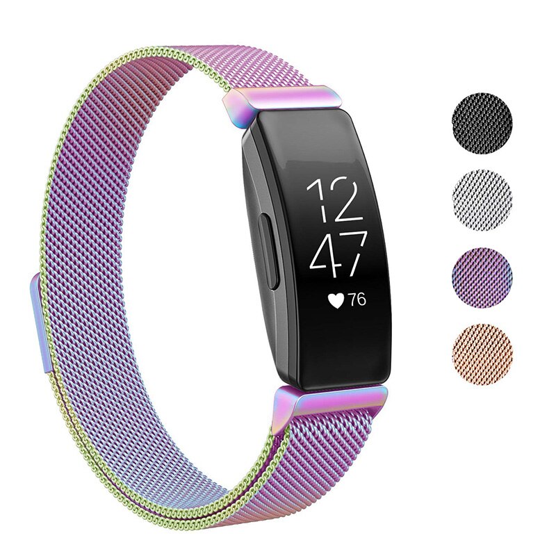 Universaali milanese kellon ranneke ruostumattomasta teräksestä kellon hihnan vaihtorannekkeen kellon ranneke fitbit inspire hr heart -älykellolle: Moni / L
