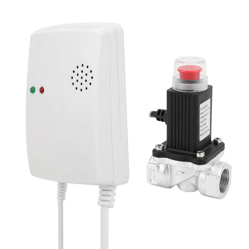 LPG Alarm Fuel Coal Natural Gas Alarm Independent Wall‑Mounted Household with Drive Solenoid Valve AC110‑220V