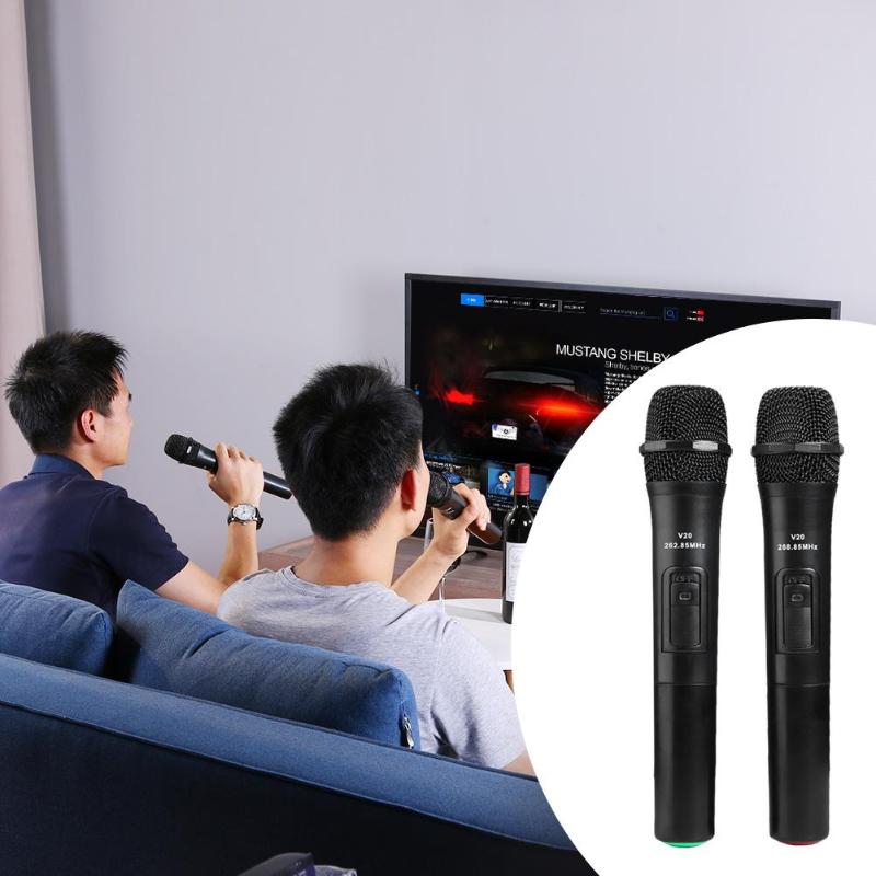 2Stck 268,85 Mhz/262,85 Mhz Clever kabellos Mikrofone für Studio Aufnahme Karaoke Handheld Karaoke Mic mit USB Empfänger schwarz