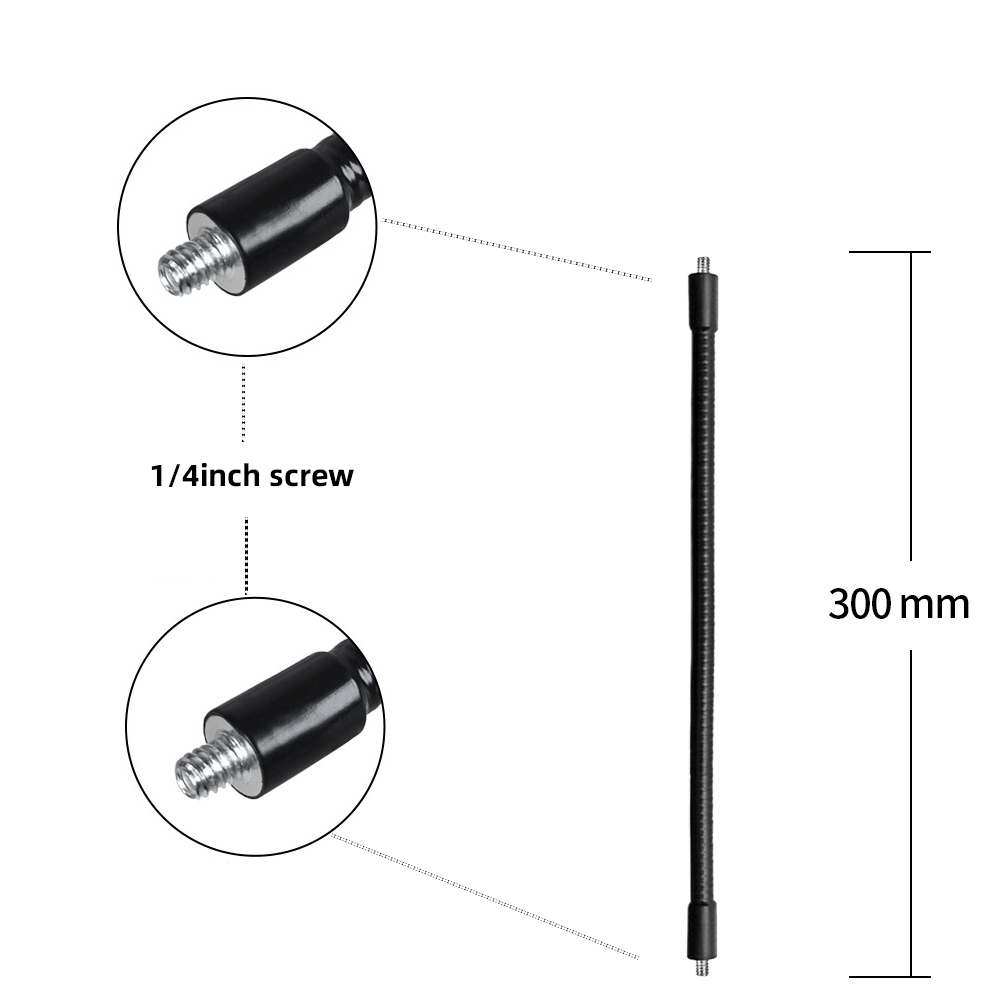 Supports de bâton de Selfie monopode à tige en métal Flexible avec vis de 1/4 pouces/bras d'extension de tête sphérique pour trépied d'appareil photo téléphone portable: Gris clair