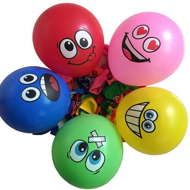 10 Stks/partij 12Inch Leuke Grappige Grote Ogen Smiley Gezicht Latex Ballonnen Verjaardag Partij Decoratie Opblaasbare Ballon Baby Shower Globos