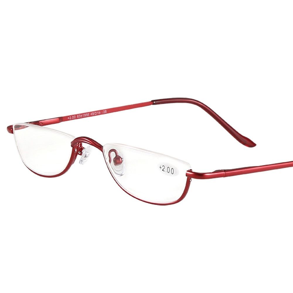 + 1.00 ~ + 4.0 Unisex Leesbril Veerscharnier Metalen Half Moon Leesbril Ultra Lichte Hars Brillen Half frame Glazen