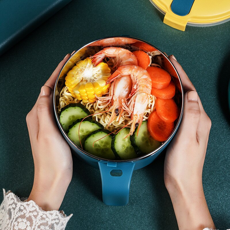 Japanese-Style Sealed Lunch Box Household 304 Stainless Steel Instant Noodle Bowl With Lid Student Insulated Fast Food Cup