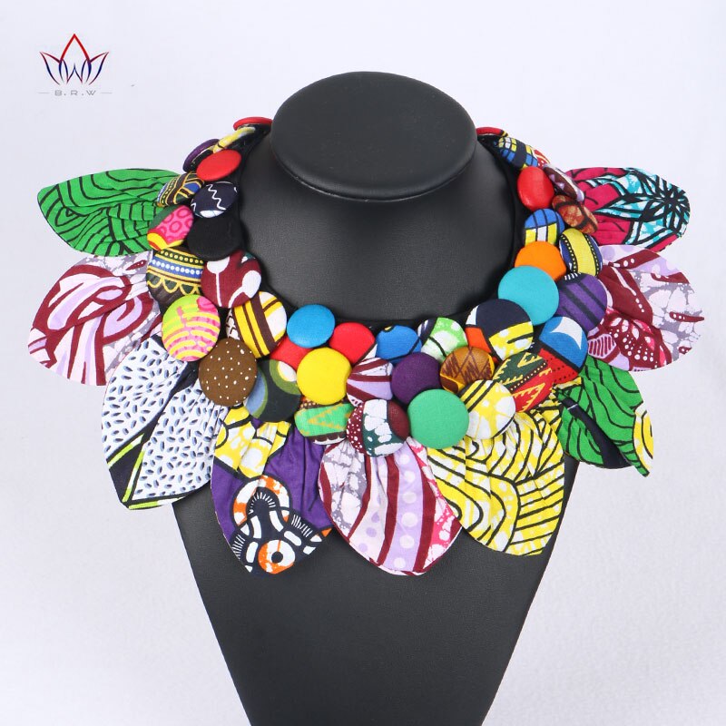 Ankara knapp haklapp knapp örhängen statement halsband tribal halsband handgjorda blomma form afrikanska smycken wya 063: 2