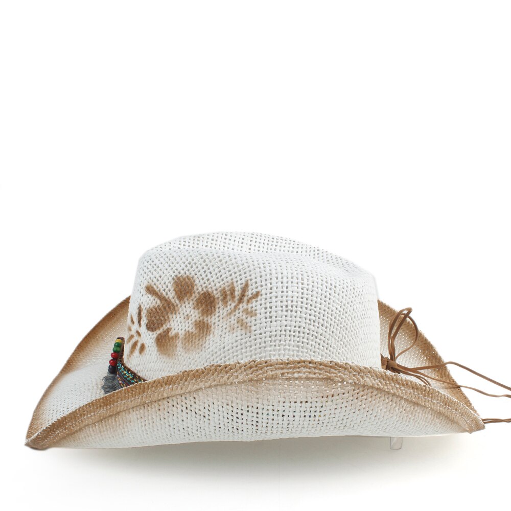 Sombrero de vaquero occidental hueco para mujer, Sombrero de paja para Hombre, Sombrero de paja para vaquera, Jazz, talla 56-58CM