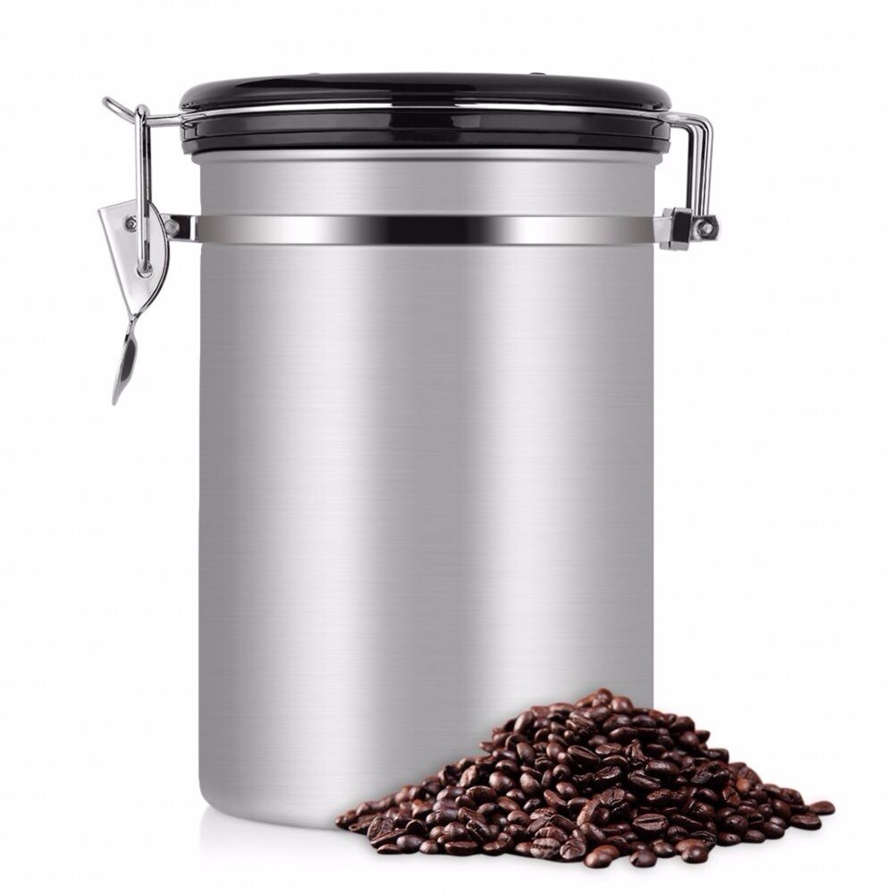 Kaffebeholder stor lufttett rustfritt stål kaffe te sorteringsbeholder svart kjøkken sotrage beholder til kjøkken arrangør