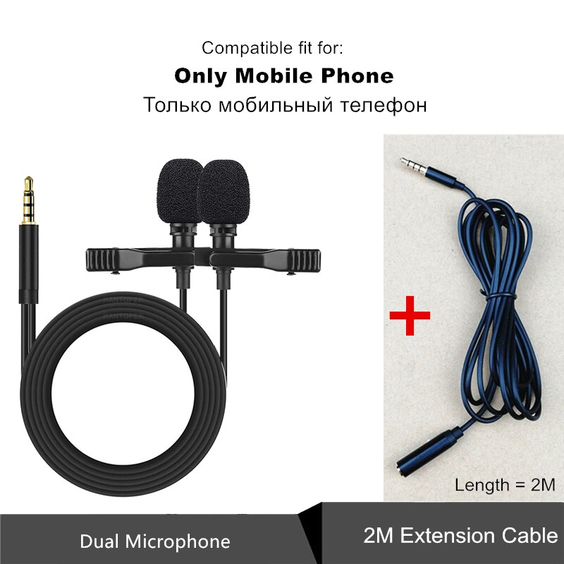 Doppio Mini portatile Lavalier microfono a condensatore Clip-on risvolto Mic cablato Mikrofo/Microfon per telefono per PC portatile: Style 6