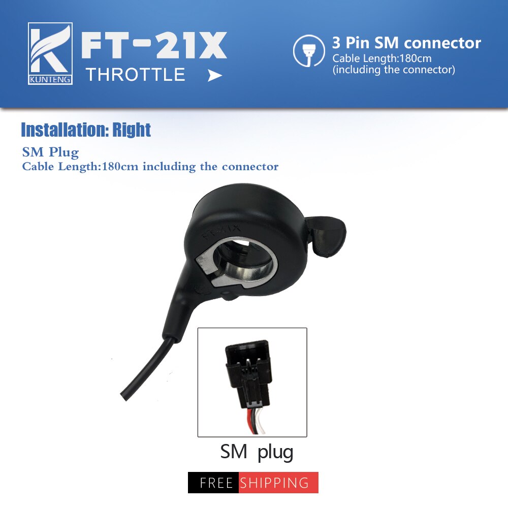 Electric Bicycle Thumb Throttle Lef/Right Side 24V-72V e-Bike Whole Throttle Half Twist Throttle Handle For Ebike Conversion Kit: FT-21X SM