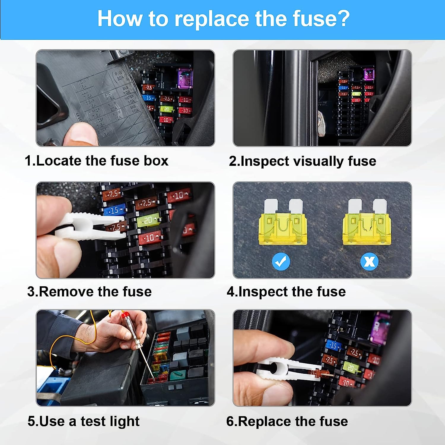 180-teiliges Sortierset für Autosicherungen, 60 Mini-Flachs-Autosicherungen + 60 Standardsicherungen für die Automobilindustrie + 60 Mikrosicherung + Sicherungsabzieher