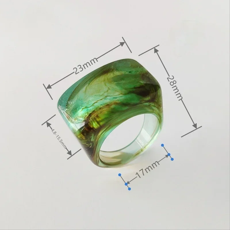 Bague créative en résine acrylique, Vintage, Simple, géométrique, carrée, pour femmes et hommes, bijoux
