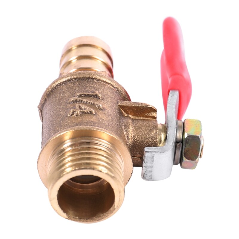 10mm x 1/4 inch PT Male Thread Full Port Lever Handle Hose Barb Br Ball Valve