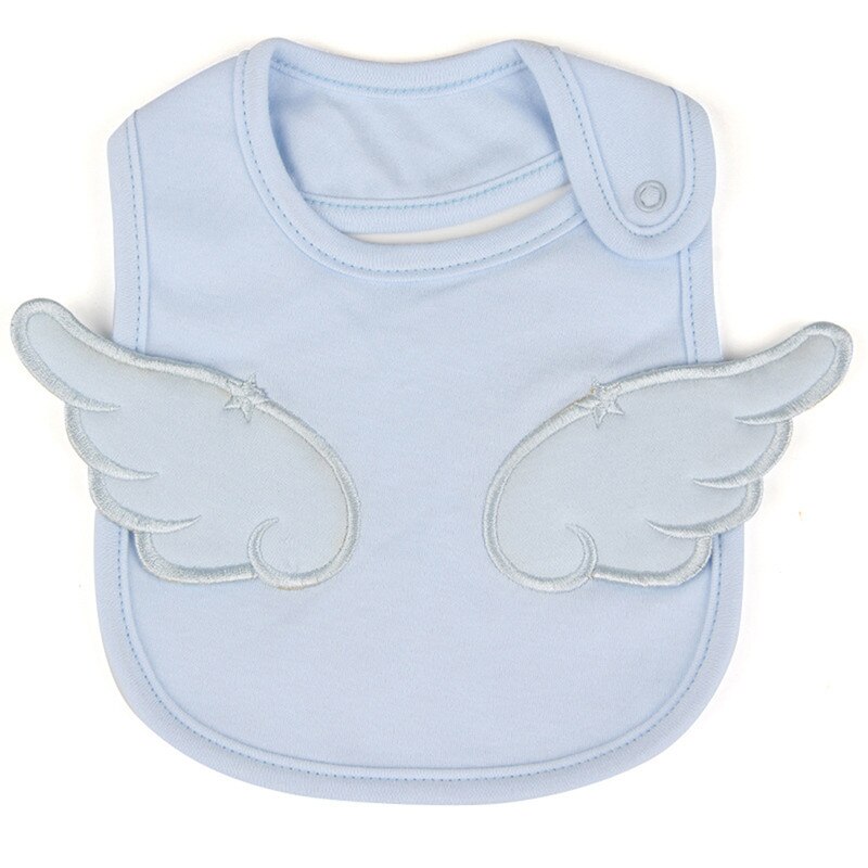 Baberos para recién nacido, alas de Ángel, Baberos de bebé, Baberos de algodón blanco, paño de eructo rosa, bonito babero niño niña para alimentar a niños pequeños: ligth blue