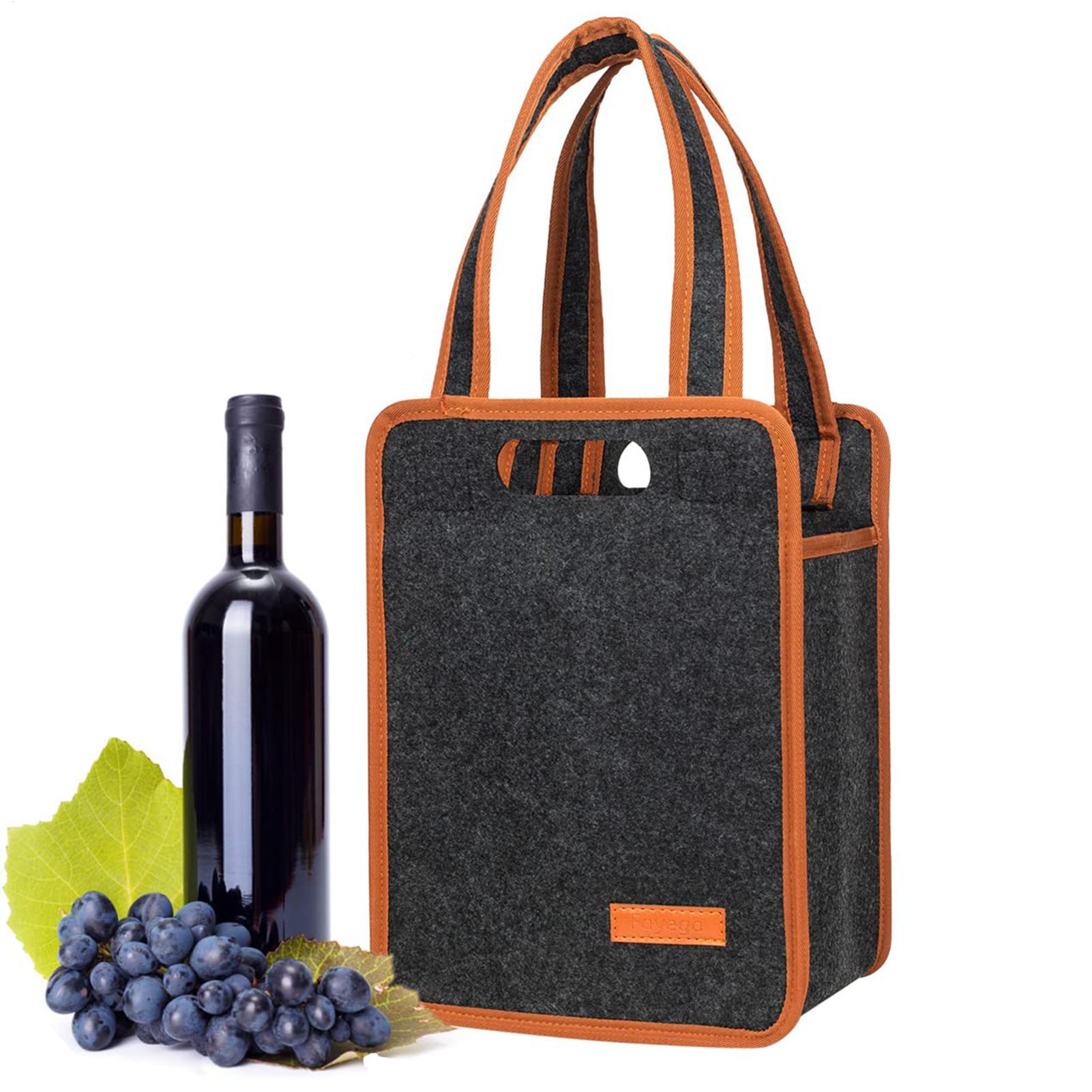 6-flessen wijnkoffer met scheidingswand van vilt, draagbare wijnopbergtas, wijn cadeauverpakking, rode wijn opbergdoos met handvat