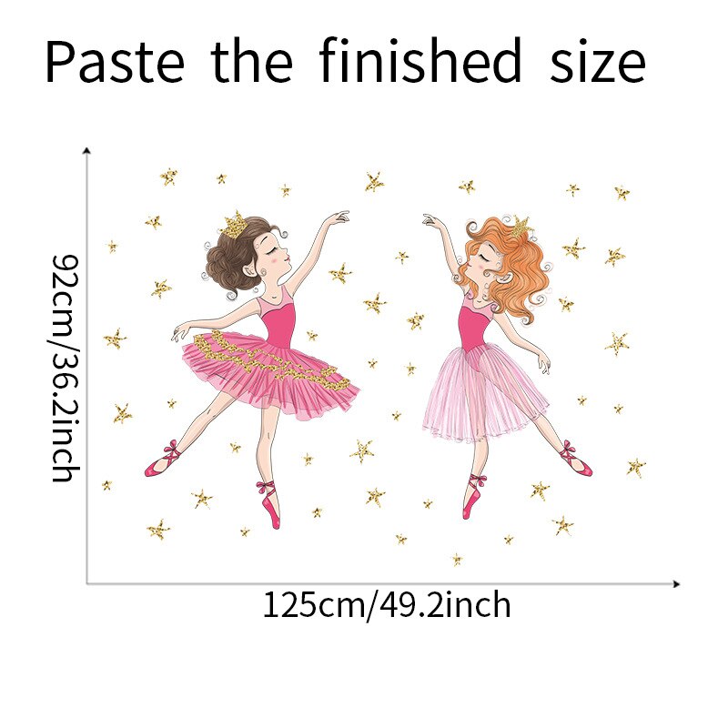 Dancing Ballet Girl Wall Stickers for Children Cartoon Girl Dancer Wall Decals for Kids Rooms Girl Bedroom Vinyl Wall Decorative: A