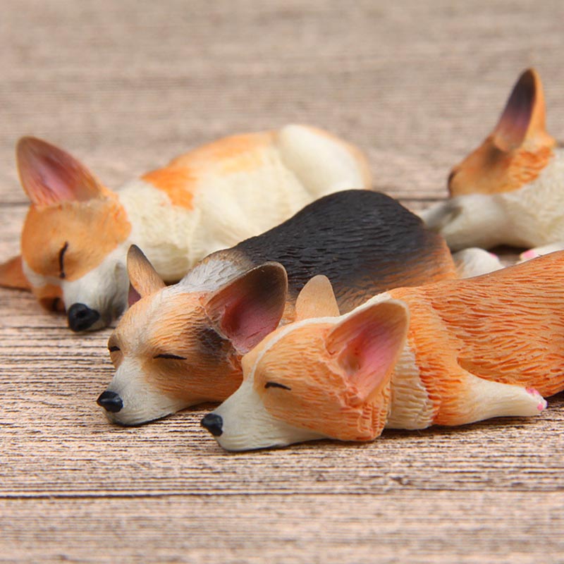 Söpö nukkuva jääkaappimagneetit eläin uninen sarja kawaii corgi koirat shiba inu pvc hahmot lelut koriste jääkaappi tahna