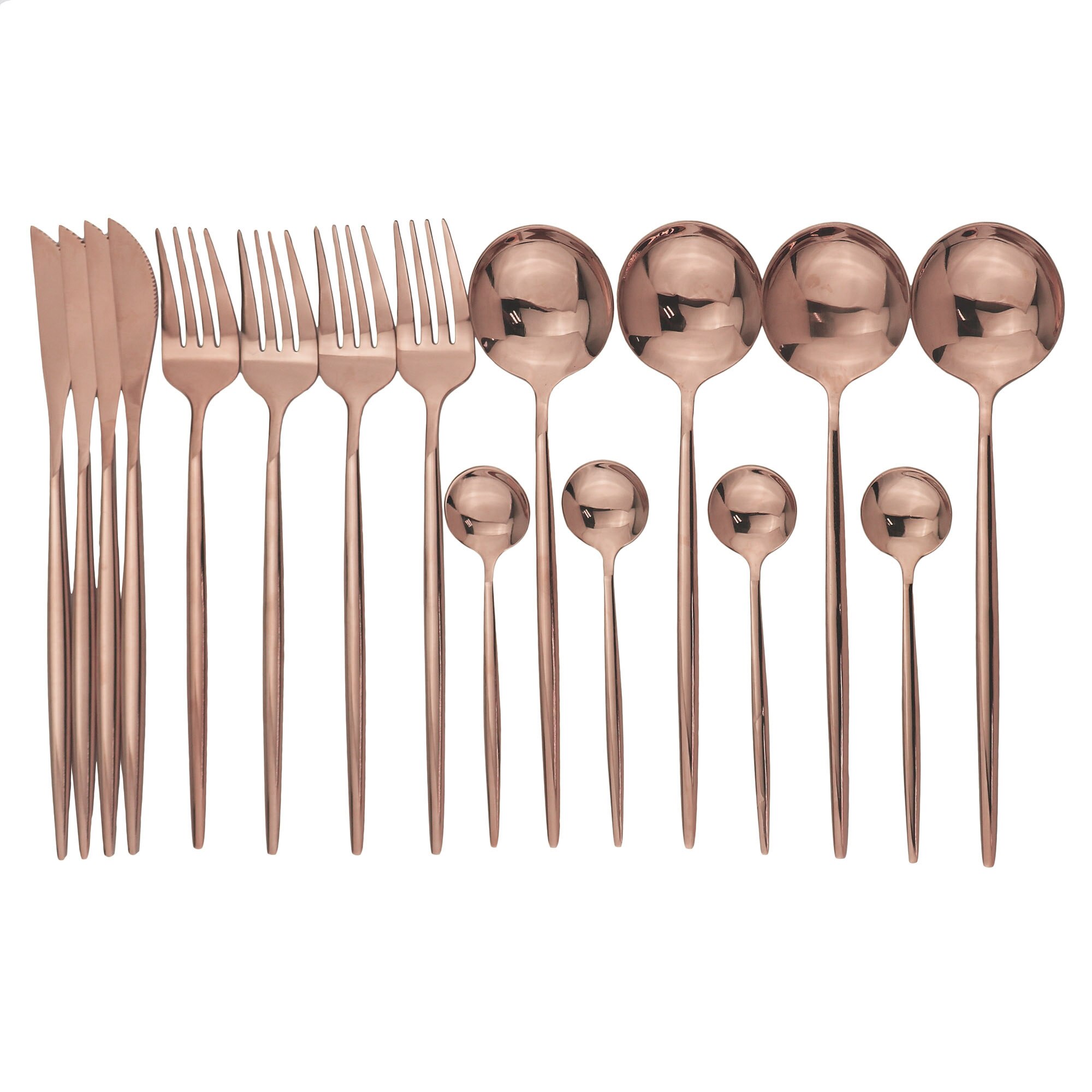 Gold Cutlery Set Kitchen Flatware 16Pcs 304 Stainless Steel Knife Fork Spoon Dinnerware Set Mirror Silverware With Gife Box: Gold Box / 16Pcs Rose