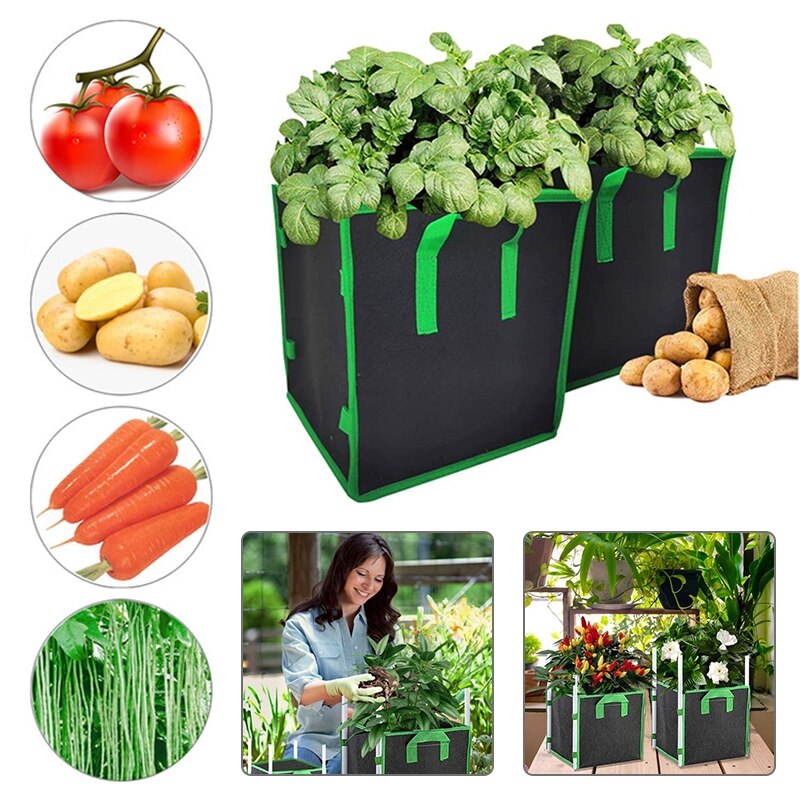 Bolsas de fieltro para cultivo de jardín, maceta de fieltro para cultivo de plantas, bolsa de plantación de tomate y patata, bolsas de vegetales para jardín, macetas de flores, herramienta de plantador