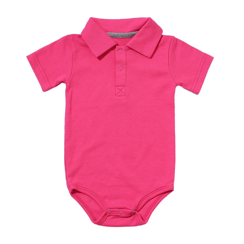 Zomer Baby Boy Kraag Korte Mouw Katoen Driehoek Romper Pasgeboren Baby Kleding: rose